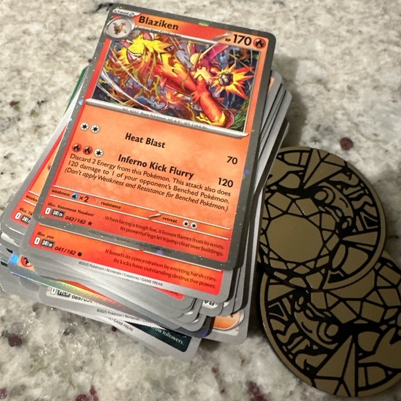 Phantasmal Flames Pokemon Cards - Stack of cards - 4 Opened Packs - 2 Coins - Picture 1 of 3